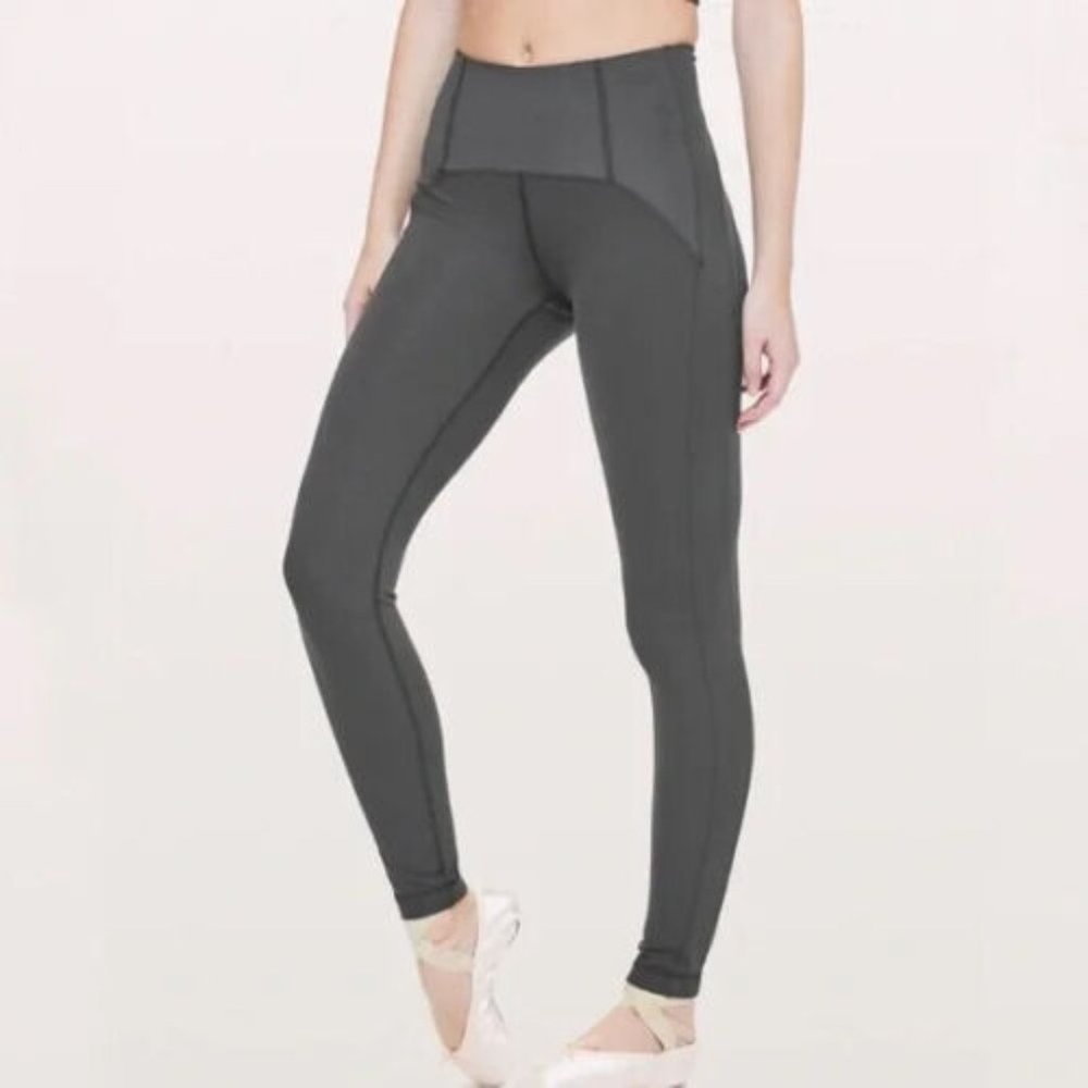 RARE Lululemon Principal Dancer Corsetry Tights Size 6 Soot Gray 28" Luxtreme